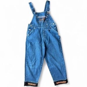 Vintage Harley-Davidson Kids Blue Denim Overalls size 7 boys